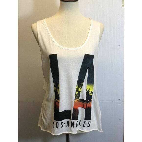 Swell Women's White Active Lightweight LA Lights Muscle Tank Top Size L - Picture 3 of 7